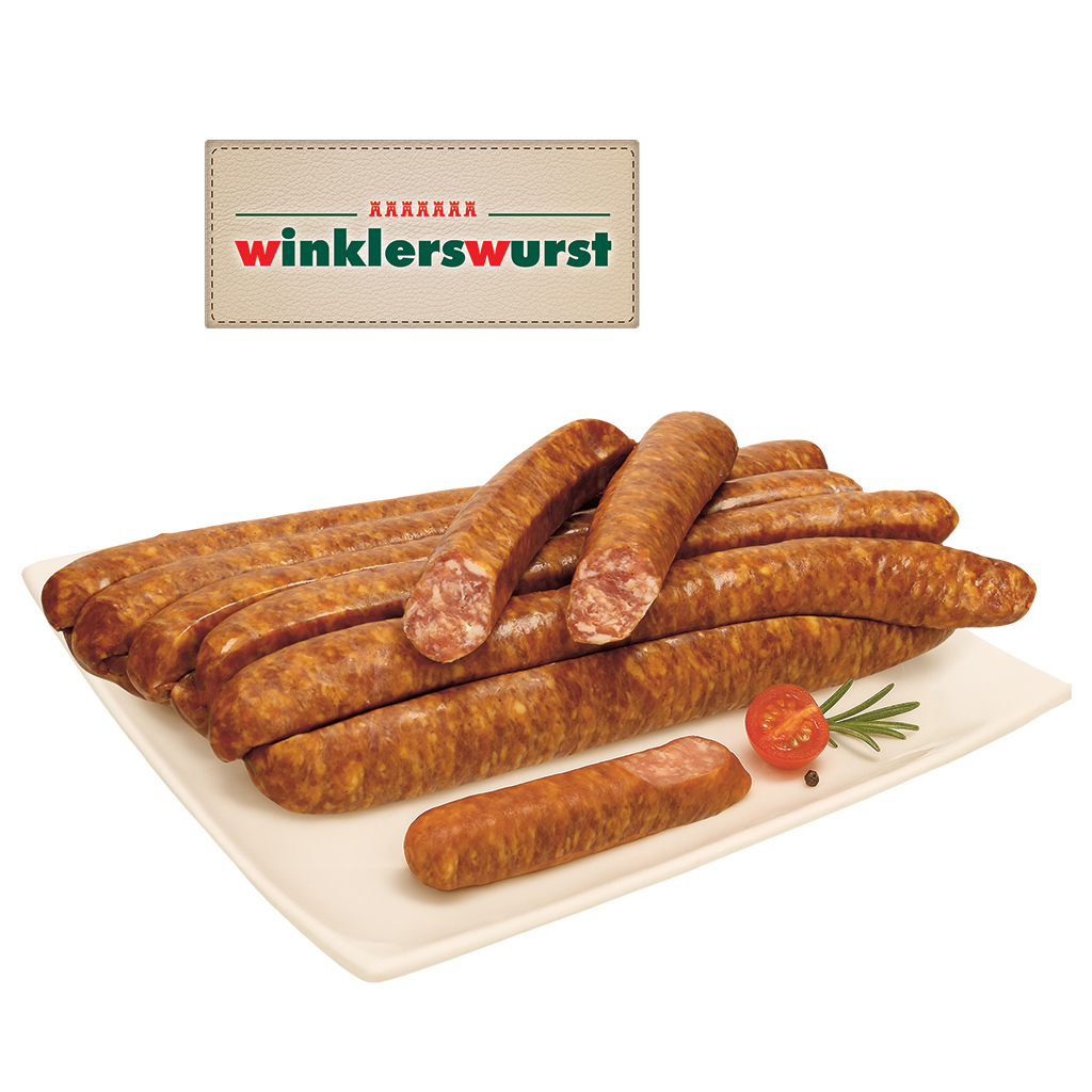 Gerookte braadworstjes, grofgehakt, in natuurlijke darm (var