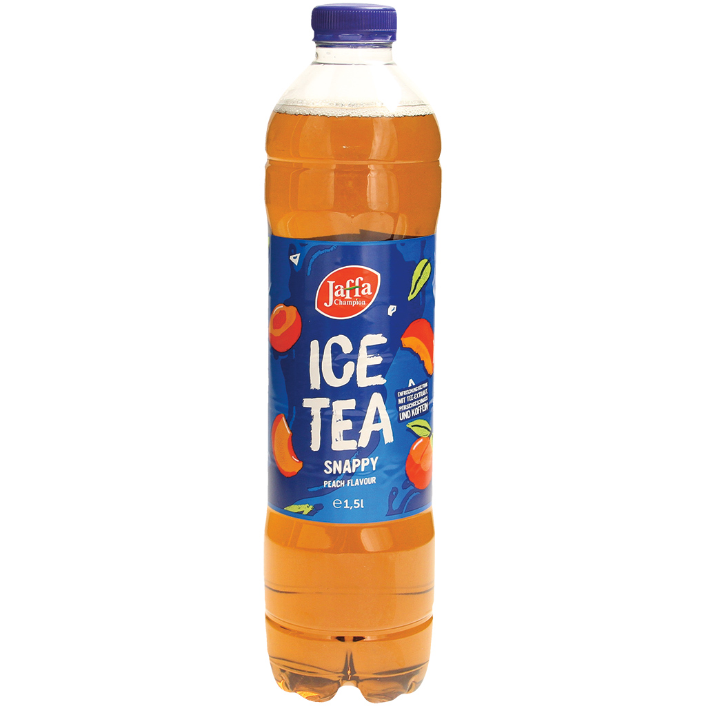 Verfrissingsdrank met thee-extract, perzik smaak en cafeïne,
