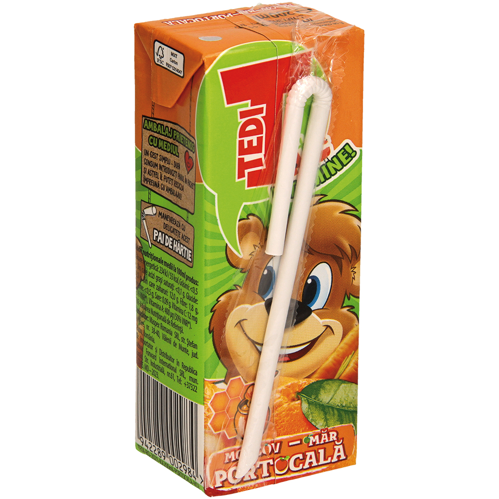 Verfrissingsdrank met wortel, appel, sinaasappel en 0,25% ho