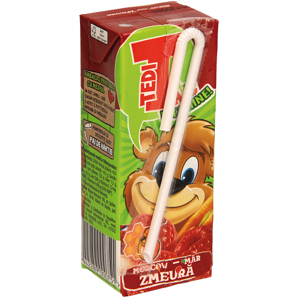 Verfrissingsdrank met wortel, appel, framboos en 0,25% honin