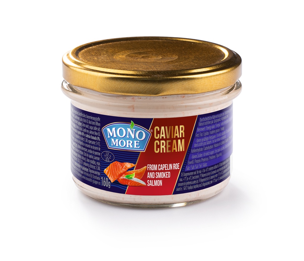 "MONO MORE" Broodbeleg met Capelin-kaviaar 40% en gerookte zalmstukjes 8%