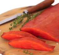 IKRINKA koud gerookte Kamchatka roodzalmfilet met huid 250g