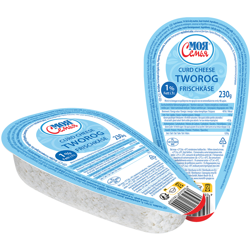 "MOJA SEMJA" Roomkaas, 1% vet i.Tr., warmtebehandeld