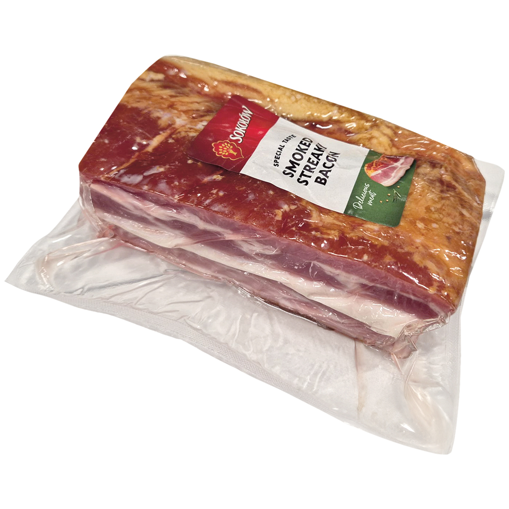 "SOKOLOW" Gerookt ontbijtspek. Klaar voor consumptie.