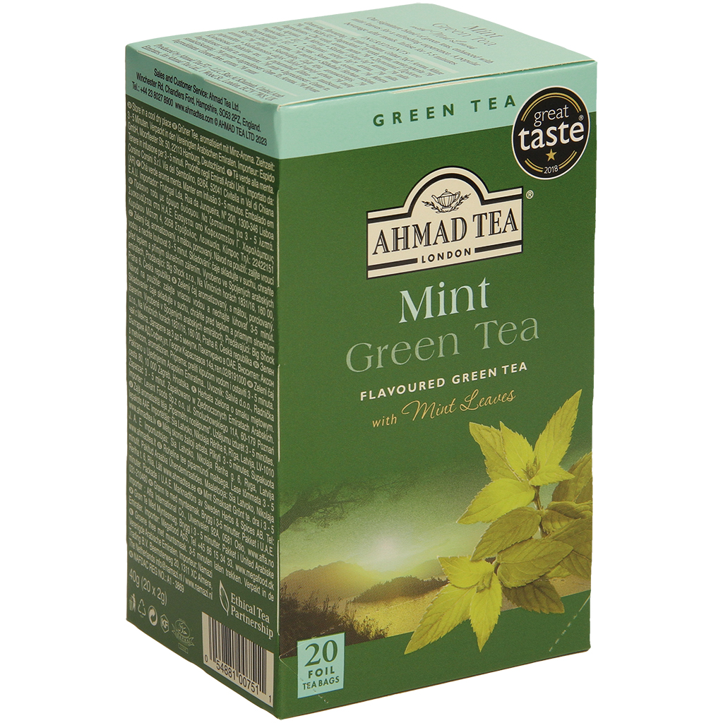 Thee Ahmad Tea Groen met munt 20 st. x 2g