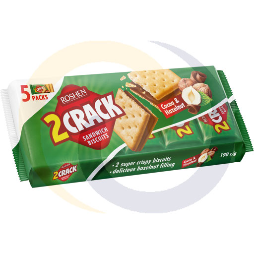 Крекеры 2Crack какао-лесной орех 190г/26шт Roshen