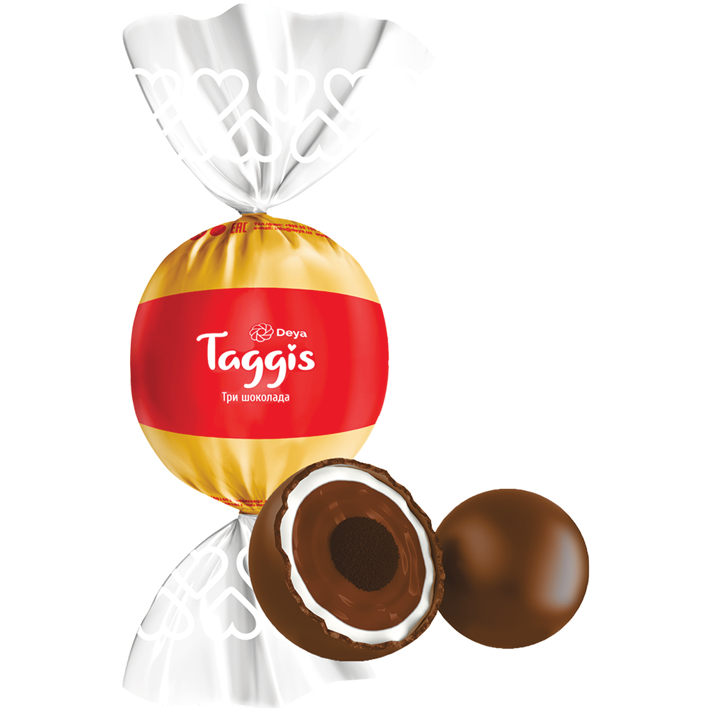 DEYA "Taggis" Конфеты с воздушным рисом, в  трёхслойной бело