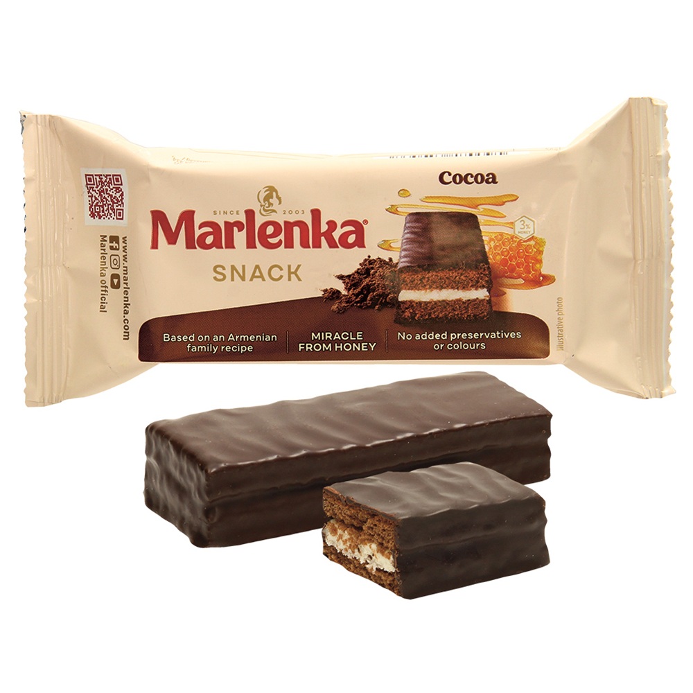 Taart-snack met chocoladesmaak en een crèmevulling (34 %)