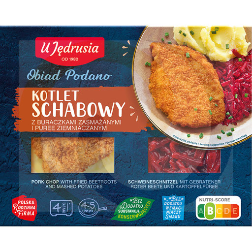 Varkensschnitzel met aardappelpuree en bur. 400g / 5 stuks U