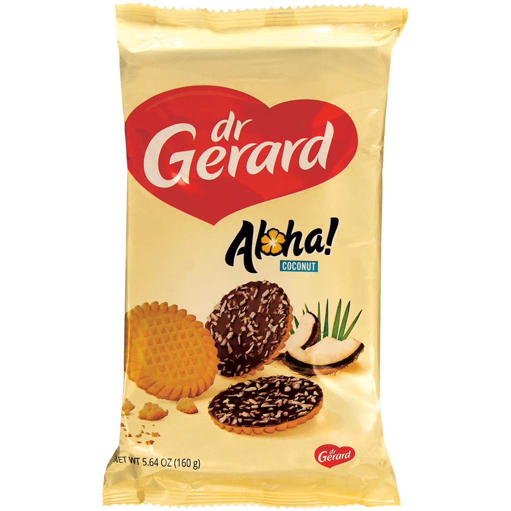 Mürbekeksen "Aloha" met kokosmaak, gedecoreerd met cacaobasi
