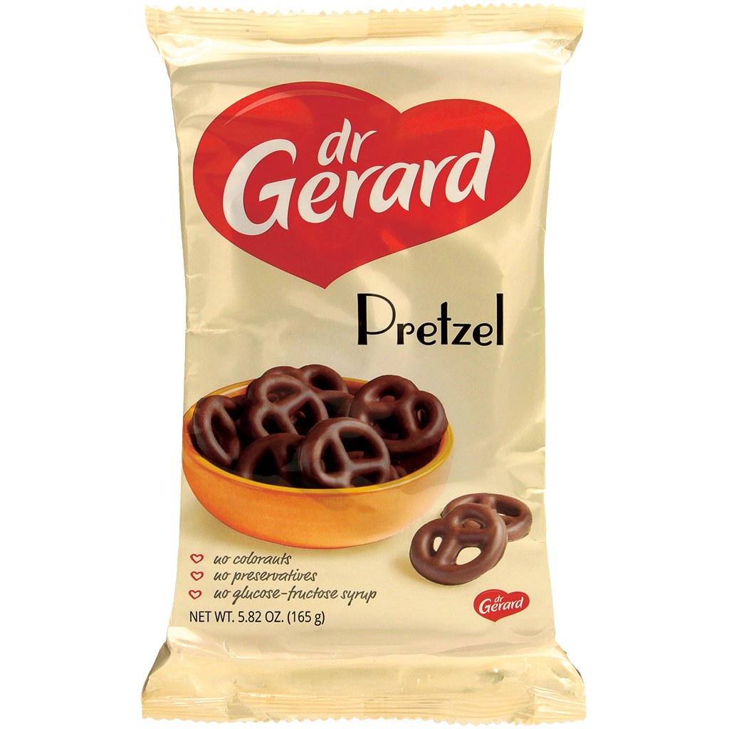 Pretzelkoekjes, omhuld met cacaohoudende vetglazuur