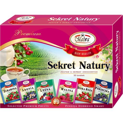 Malwa Sekret Natury Verpakking van 6 Fruit Theeën 60 g (6 x 5 x 2 g)
