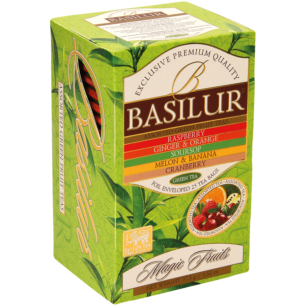 Theemelange "Magic Fruits Green" van 5 soorten Groene Ceylon Thee