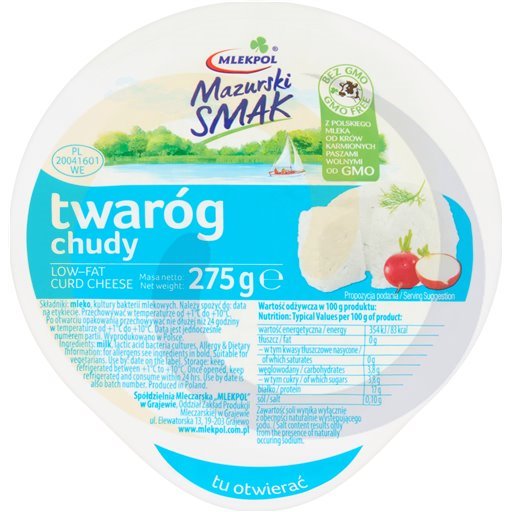 Млекпол Мазурский Вкус Нежирный Творожный Сыр 275г