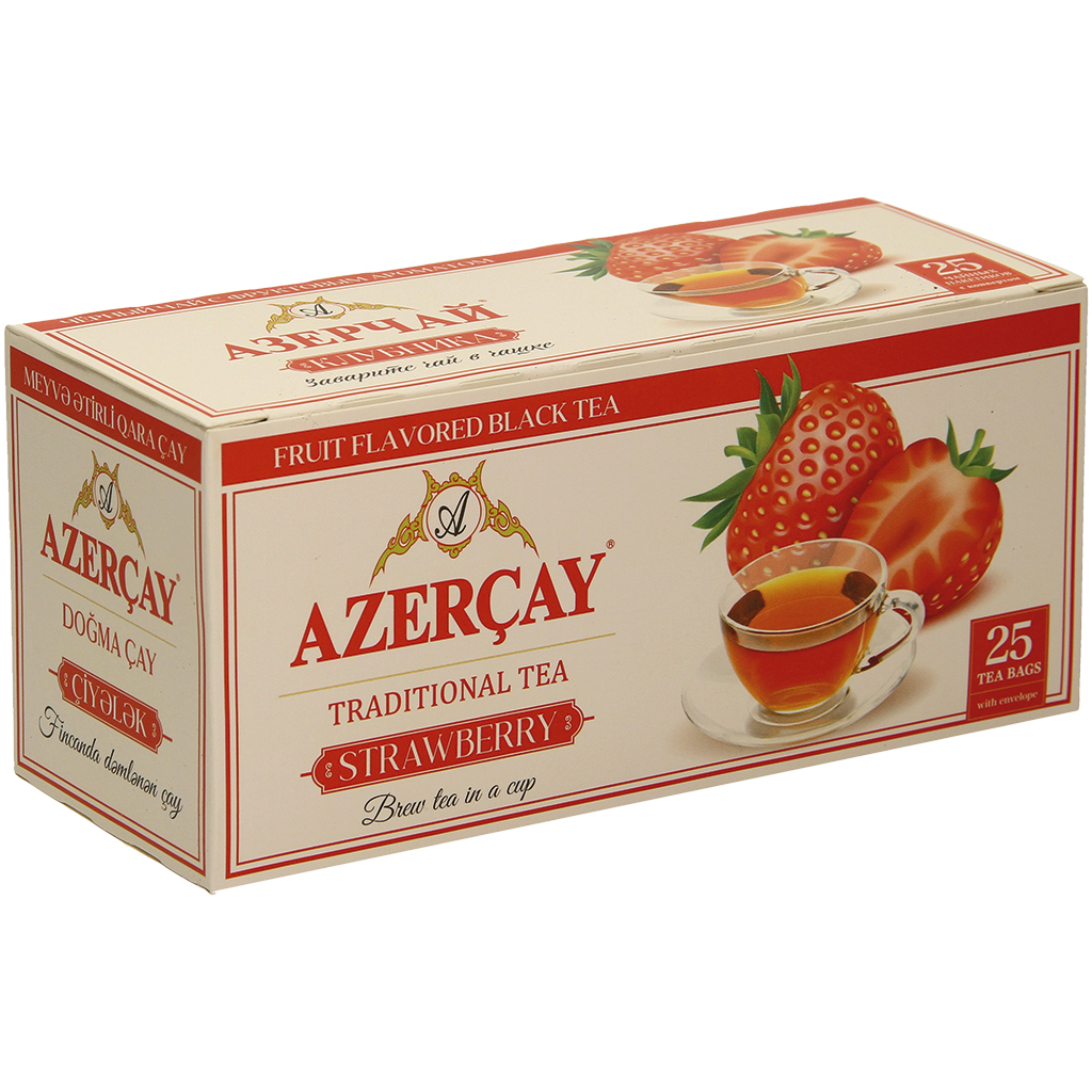 Чай чёрный Азерчай с ароматом клубники