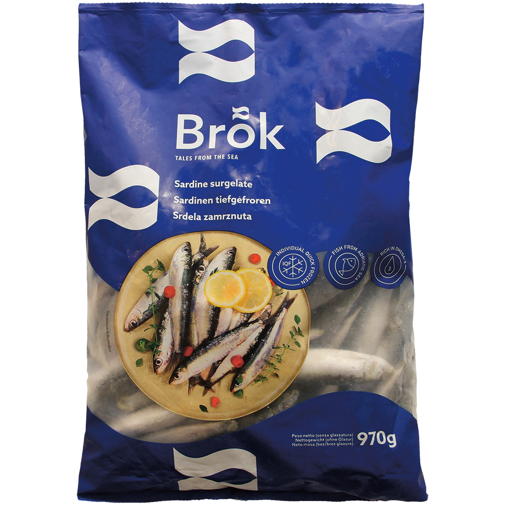Diepvries sardines, geglaceerd