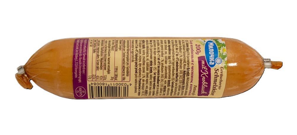 Gerookte smeltkaas met knoflook, vetgehalte