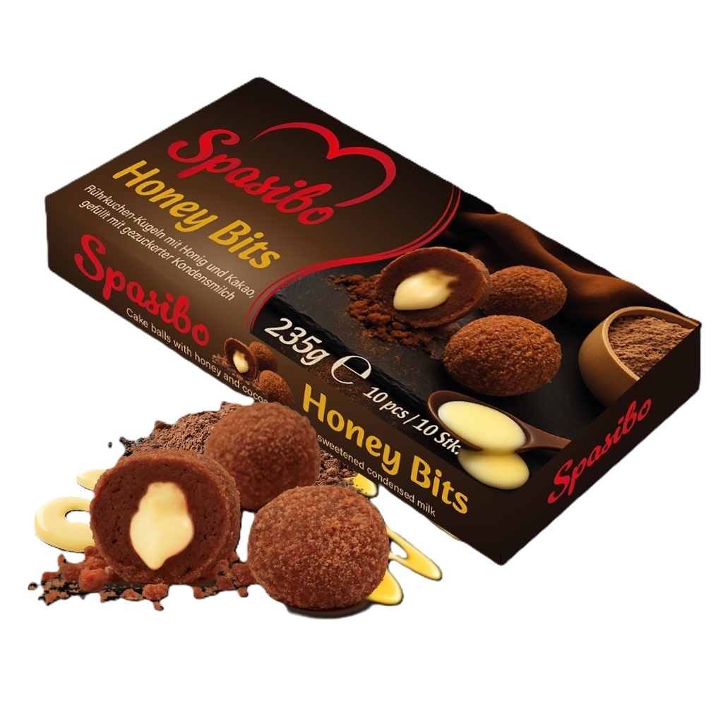 Roerend cakeballen met honing (2,9%) en cacao