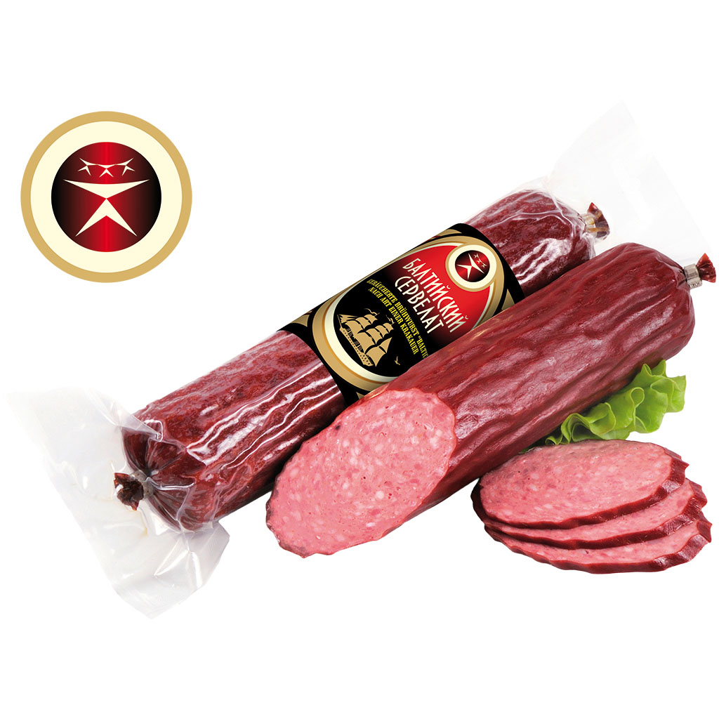 Gerookte bouillonworst "Baltic" - naar het voorbeeld van Kra