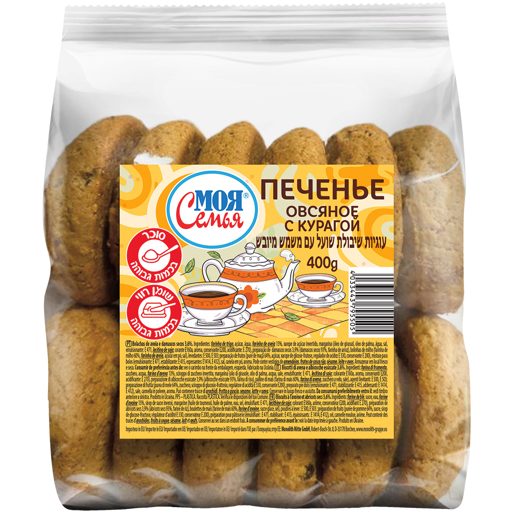 MOJA SEMJA Печеньe овсяное с курагой 3,6%