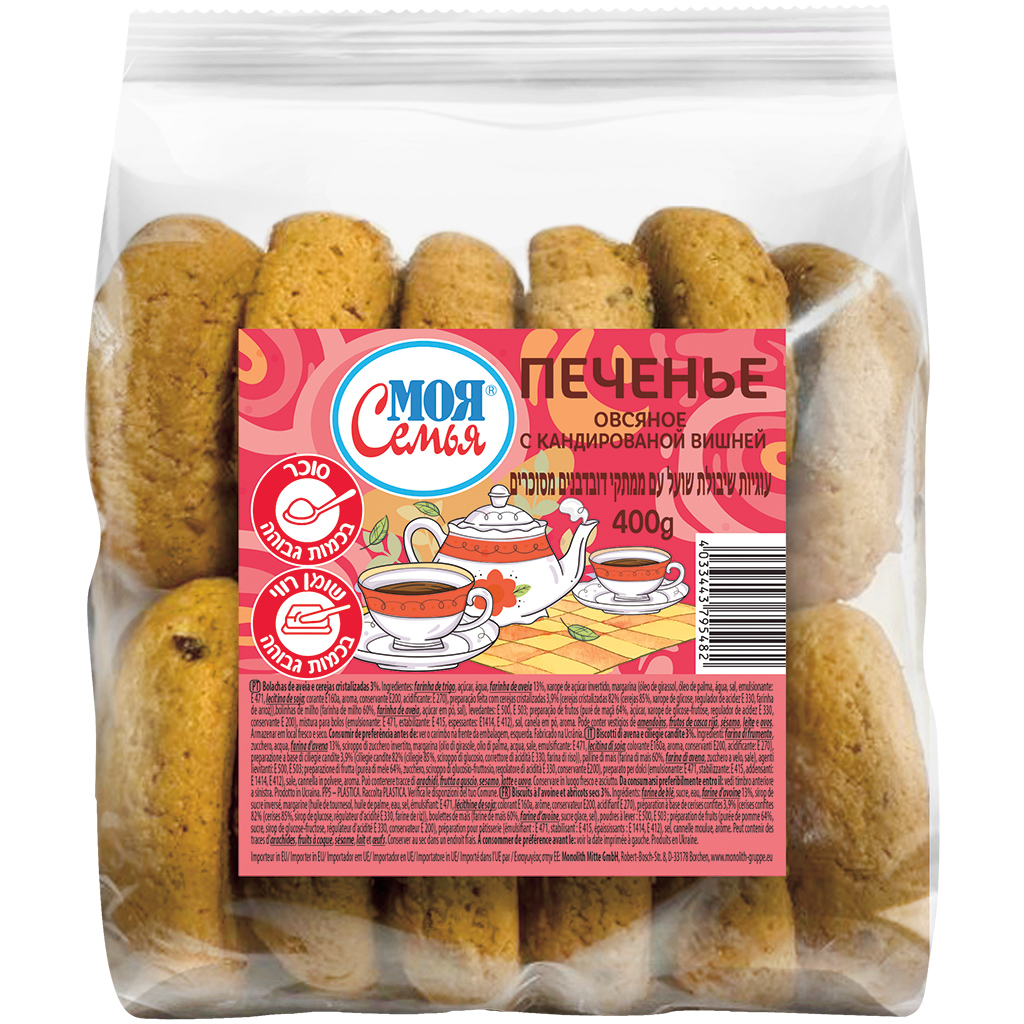 MOJA SEMJA Печеньe овсяное с кандированой вишней
