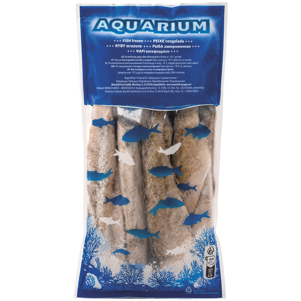 Alaska-pollak (Gadus chalcogrammus) zonder kop, schoongemaakt, met staartvin, diepgevroren