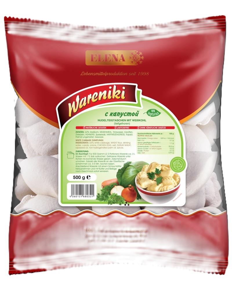 Wareniki deegwaren met witte kool (diepgevroren)