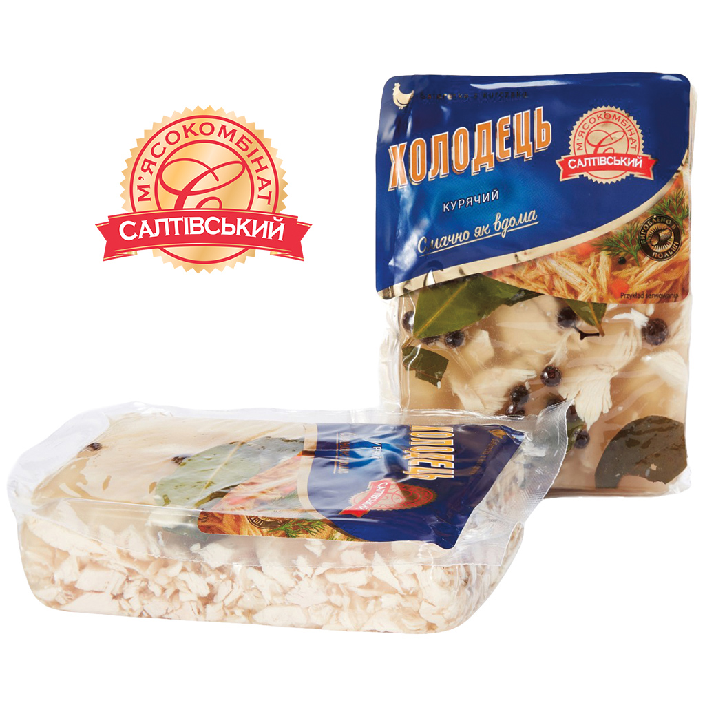 Gelatine, Oekraïense stijl, met kipfilet, met varkens- en rundvleesaroma.