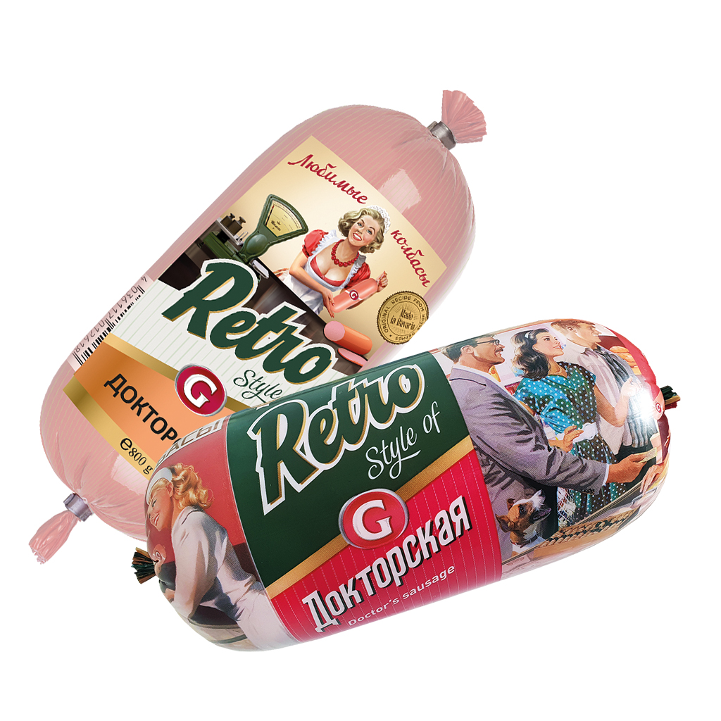 Vleesworst "Doktorskaja" Retro eenvoudig met drinkwater en aardappelzetmeel