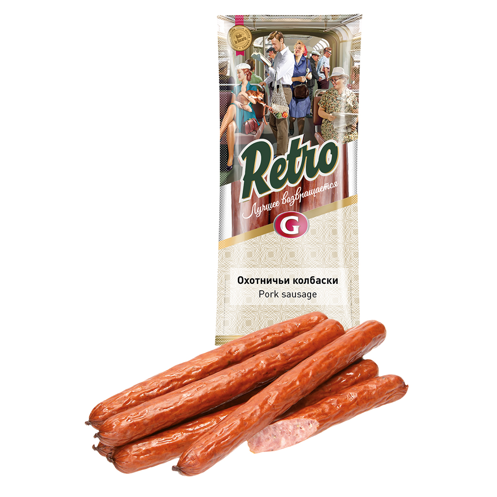 Brühworstjes "Ochotnitschi Kolbaski" RETRO naar Krakause stijl grof, gerookt