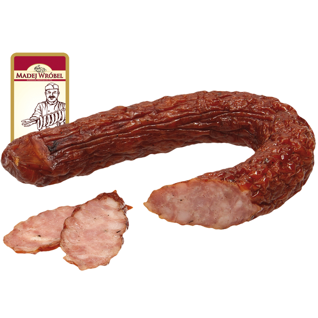Kолбаса с ягодами можжевельника, копченая, вяленая, с аромат