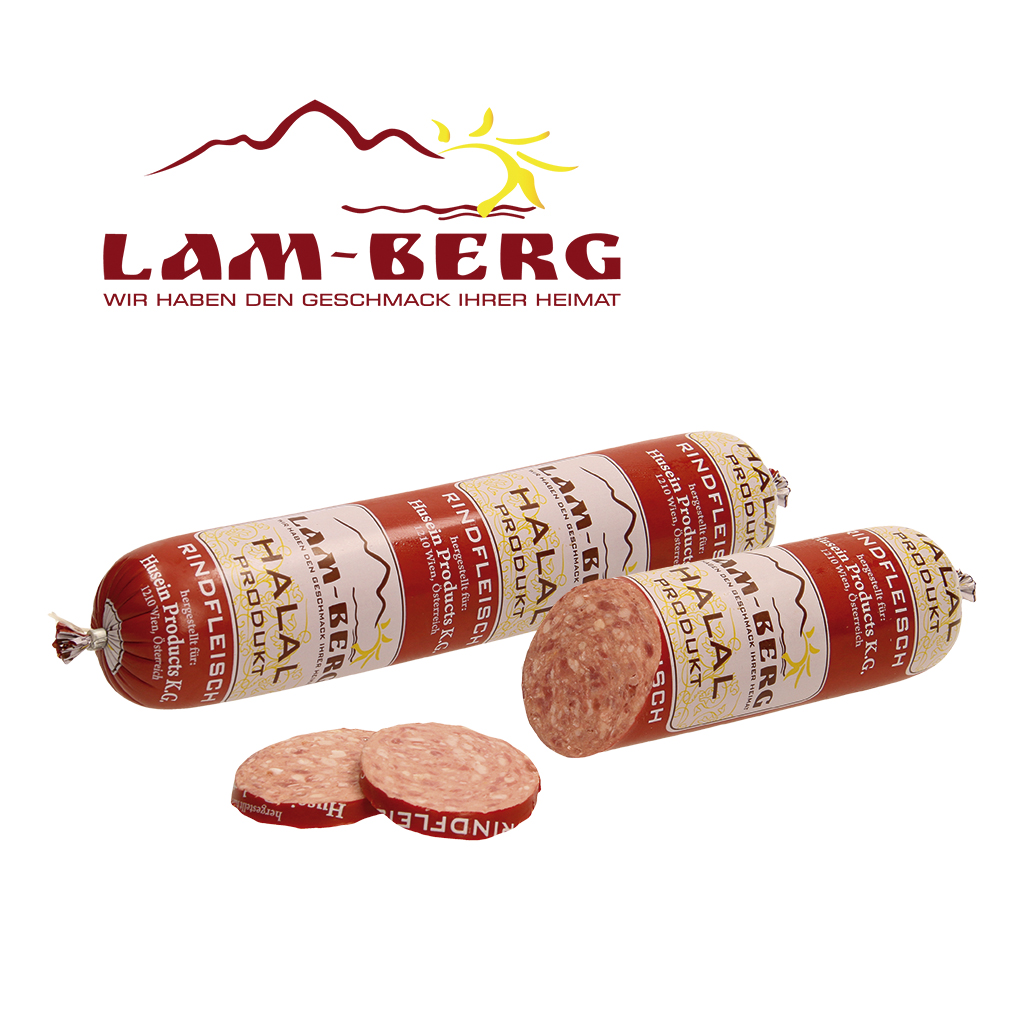 Rundvlees- kooksalami HALAL "Servelat Kavkazskij" met knoflook, heetgerookt