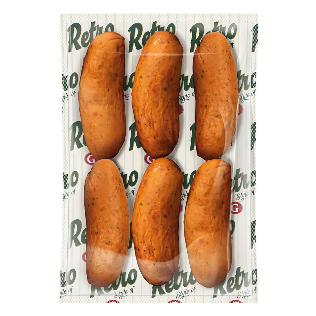 "Ретро" вареная колбаса с питьевой водой, копченая