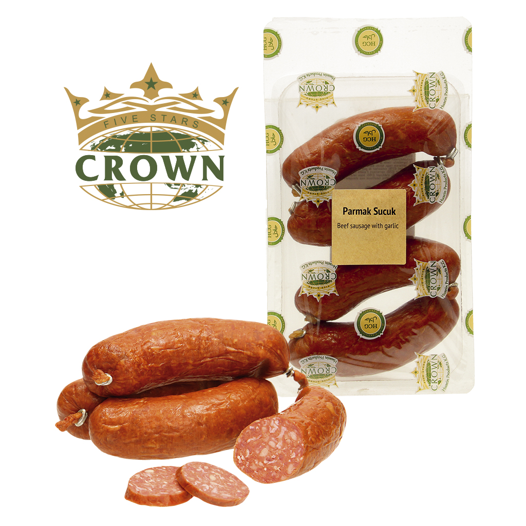 Knoflookworst van rundvlees "Parmak Sucuk" Halal, gerookt