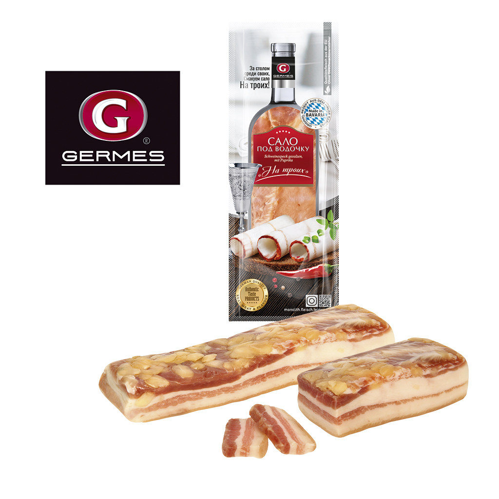 Zeezoute spek, met knoflook "Salo pod wodotschku Na Troich"