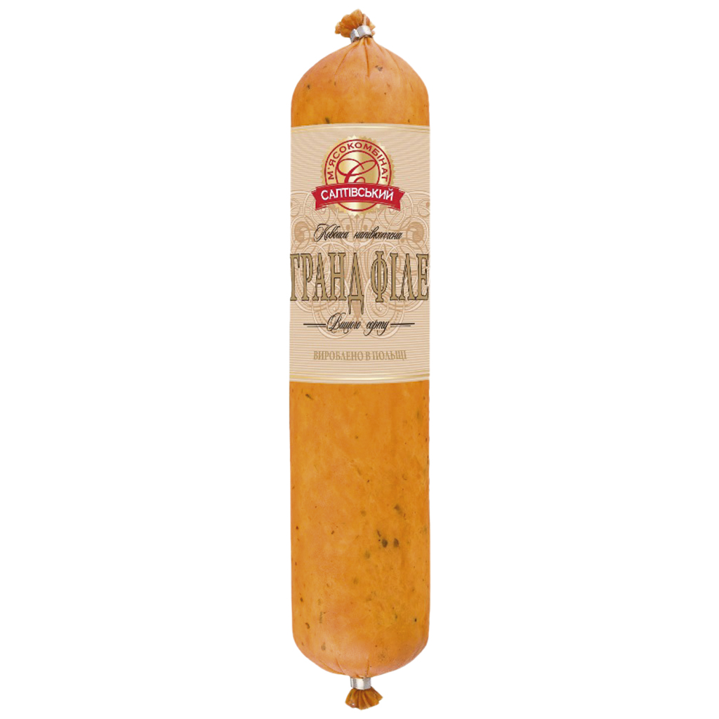 Grove gevogelte bouillonworst "GRAND FILET" van Oekraïense stijl, gekruid en gerookt, met aroma.