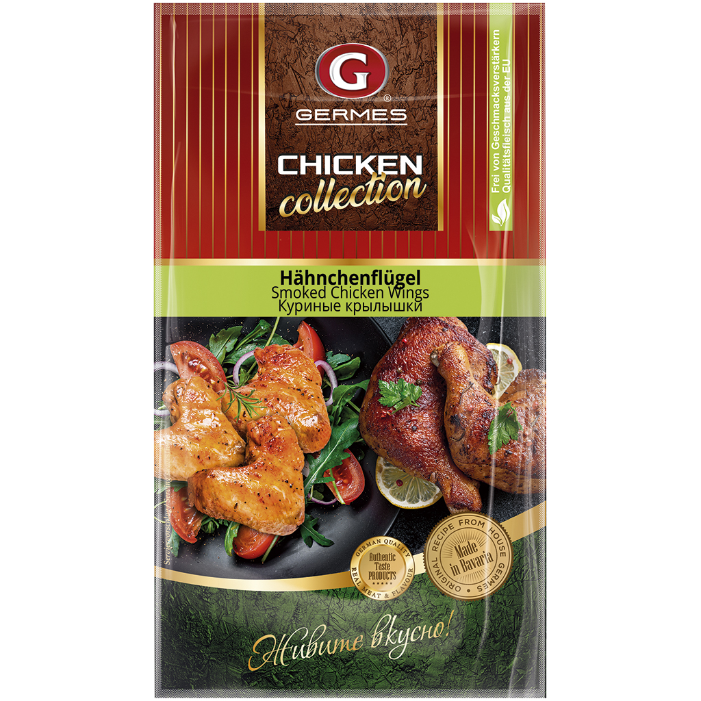 Kipvleugels "Kurinye krylyschki", gezouten en heet gerookt