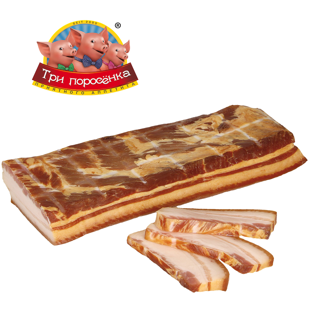 Varkensbuik "Salo Litovskoe" gepekeld en koud gerookt