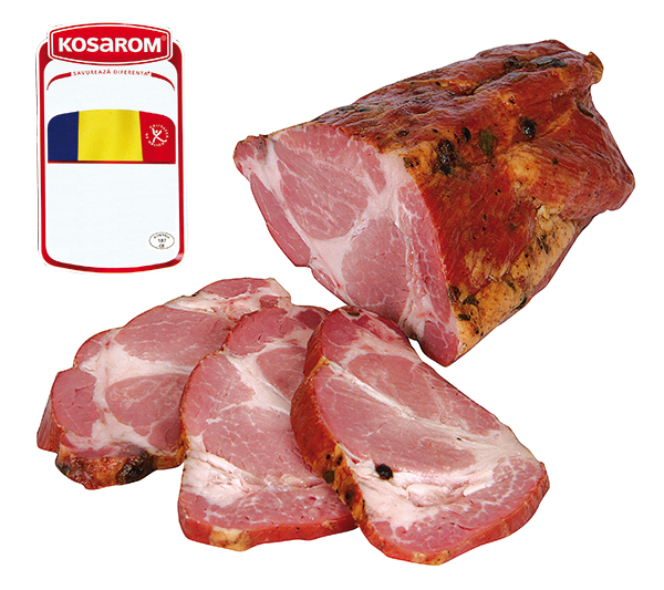 Вырезка из свиной шеи, вареная и копченая, по румынскому рец