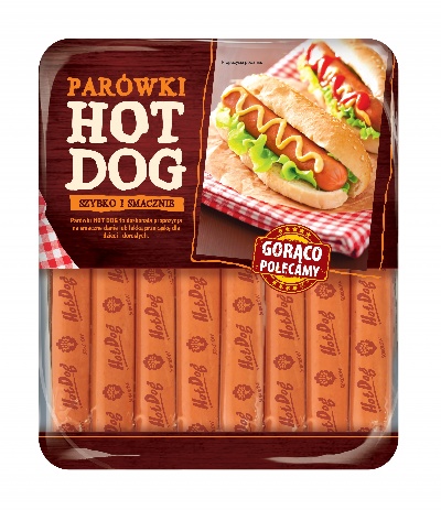 Gerookte kipworstjes "Hot dog", gezouten. Met gevogelte sche