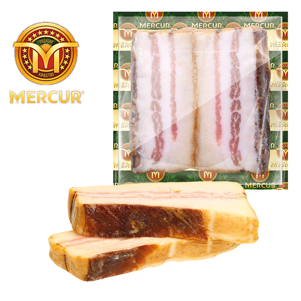 Varkensspek, gezouten en koudgerookt