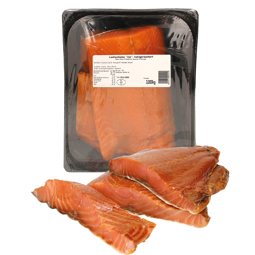 Zalmstukken (Salmo Salar), koudgerookt