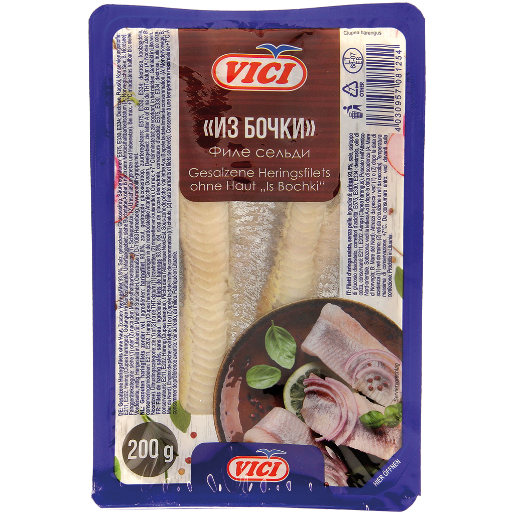 Gezouten haringfilets (Clupea harengus) zonder huid