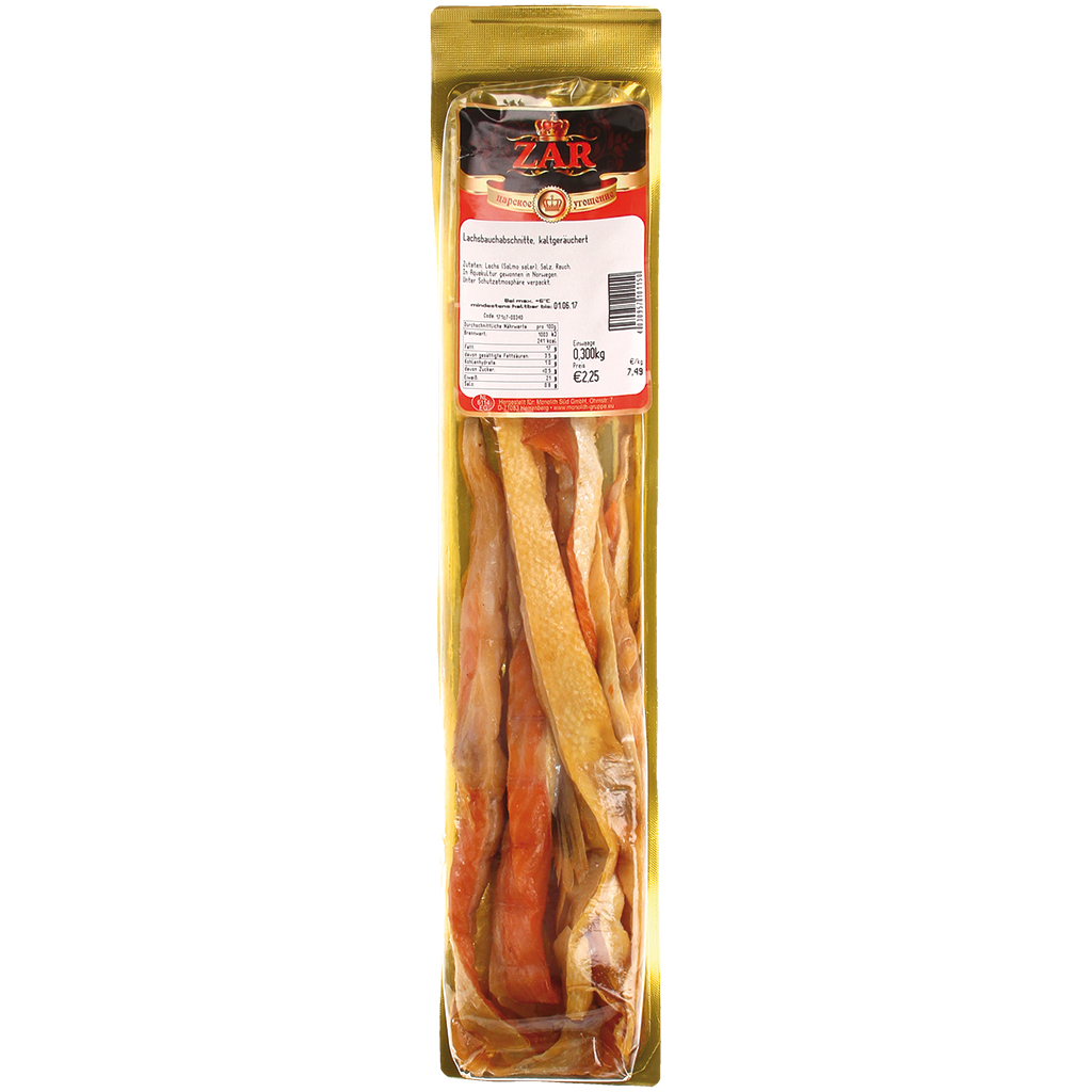 Koudgerookte zalmbuikstukken "ZAR"