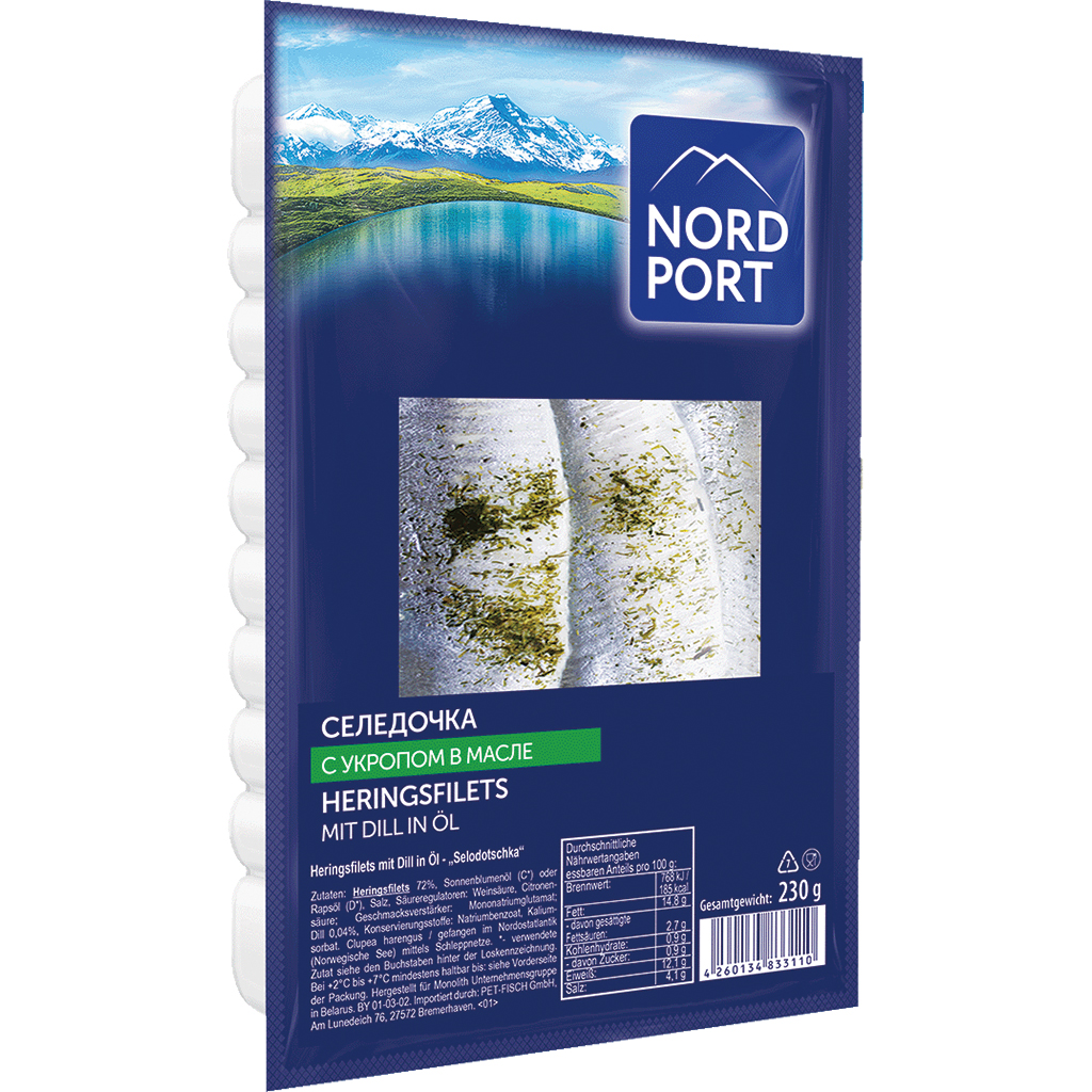 Haringfilets met dille (Clupea harengus) "Selodotschka"