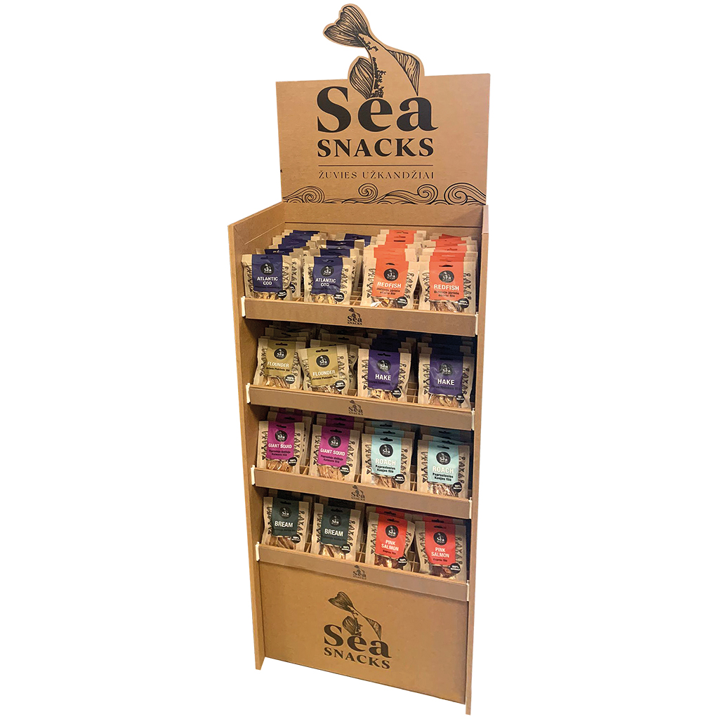 Displaystandaard/Sea Snacks/Assortiment vissnack/B60xT37xH16