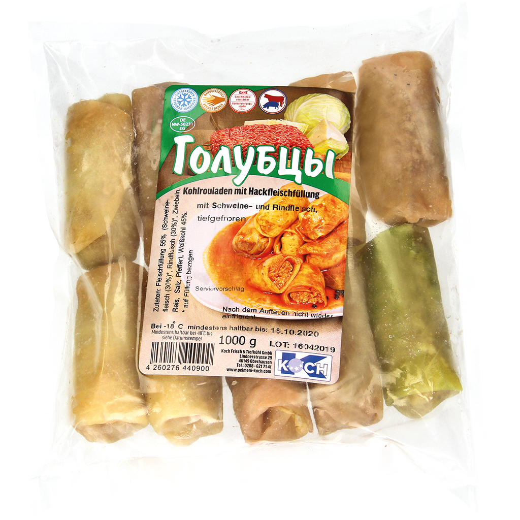 Koolrolletjes met varkens- en rundvleesrijstvulling, diepgevroren "Golubzy"