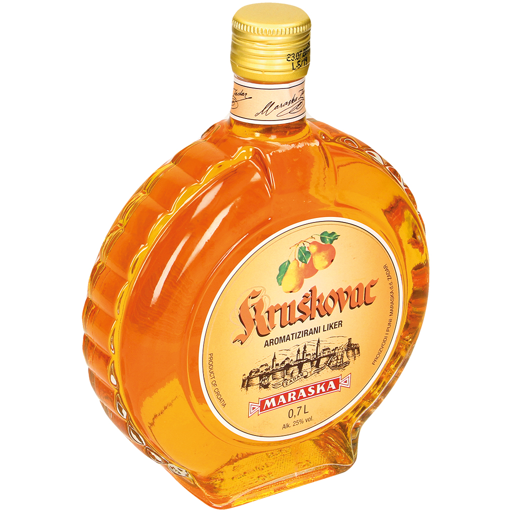 Likeur "Kruskovac" met perensmaak. Geparfumeerd. Met kleurst