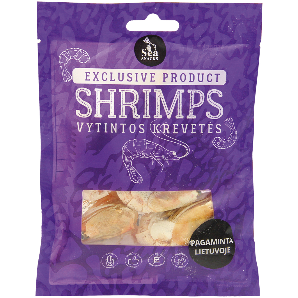 Ongepelde groene garnalen, gedroogd en gezouten