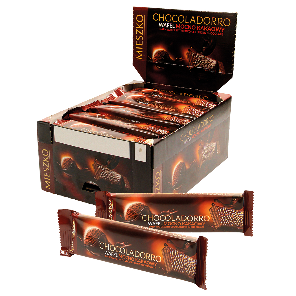 Wafels met chocoladecrèmevulling (52%) in chocolade "CHOCOLA